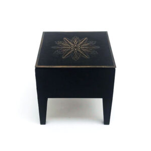 Calyx wood box with legs & metal top