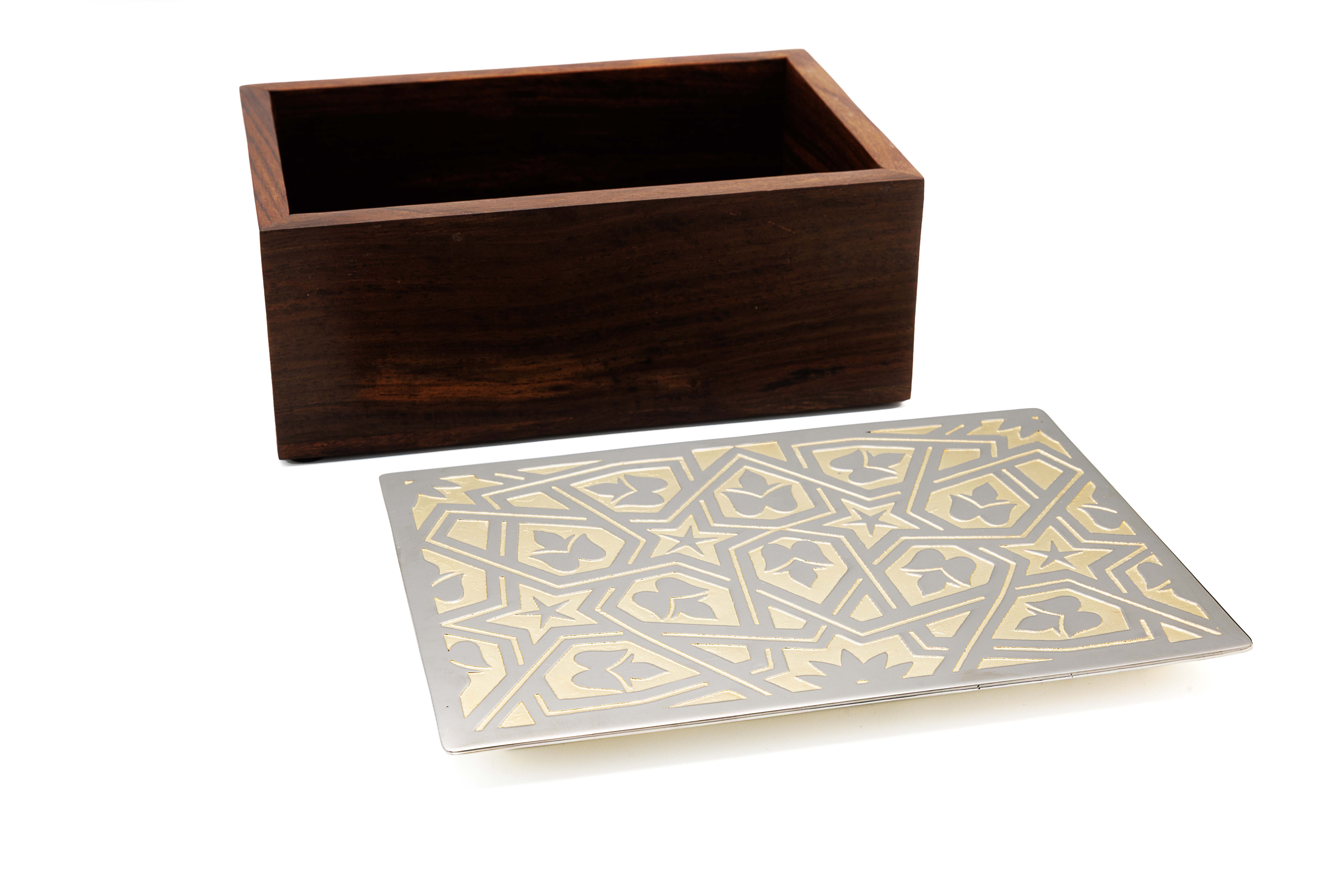 BXSH-1097MW 3 Wooden Box with Metal Lid - Image 1